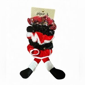 Piper-K Holiday Christmas Scrunchies Set of 5 Santa Red Black